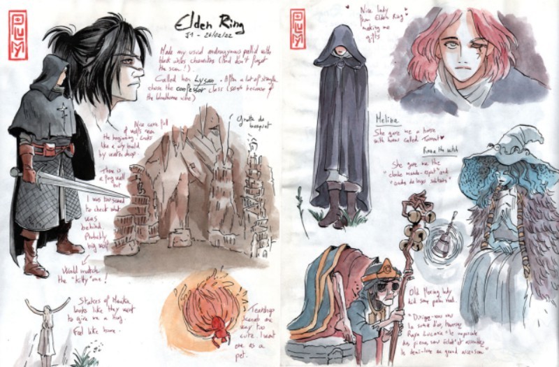 国外玩家分享自制的《艾尔登法环》专属手绘本