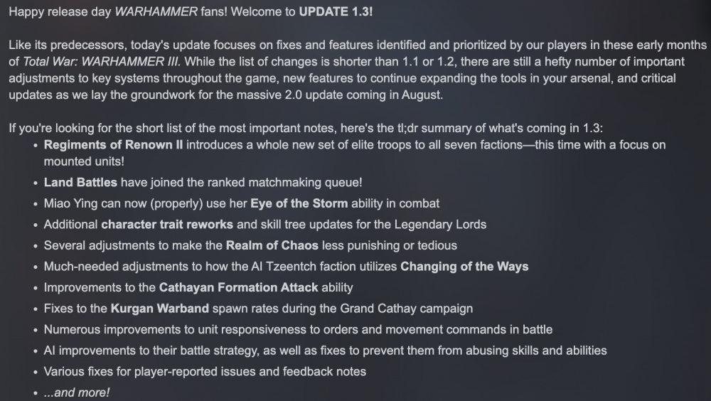 《【手机杏鑫注册】《全面战争：战锤3》新更新上线 为2.0版本铺路》