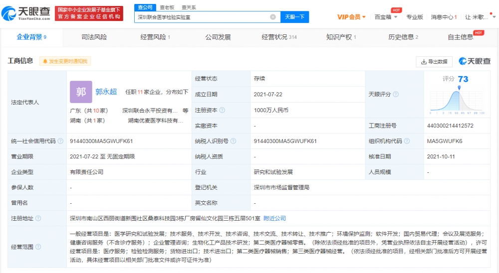 深圳联合医学检验实验室被罚款9408元：因价格违法 
