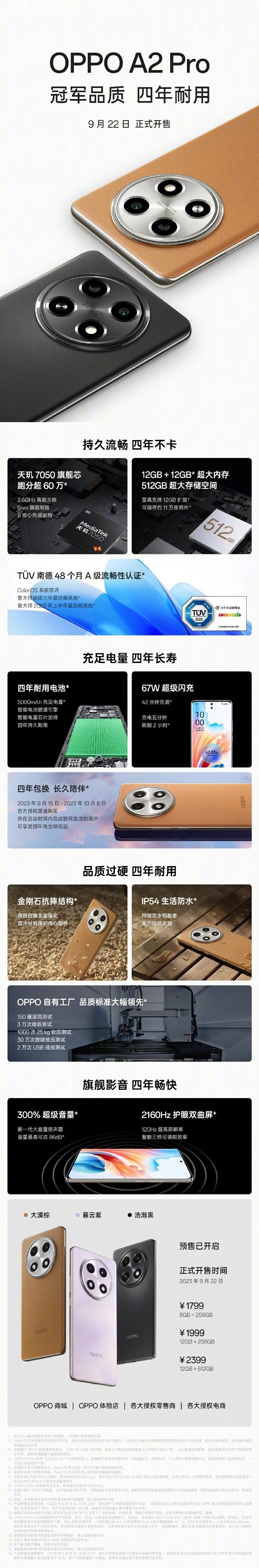 OPPO A2 Pro手机发布：号称四年不卡顿，1799元起