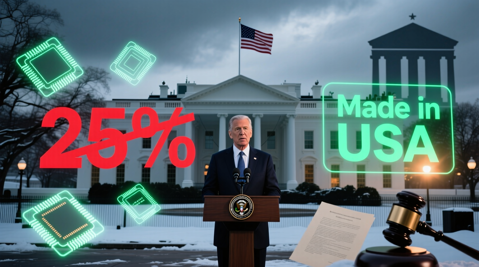 美国白宫宣布对特定半导体等加征25%关税