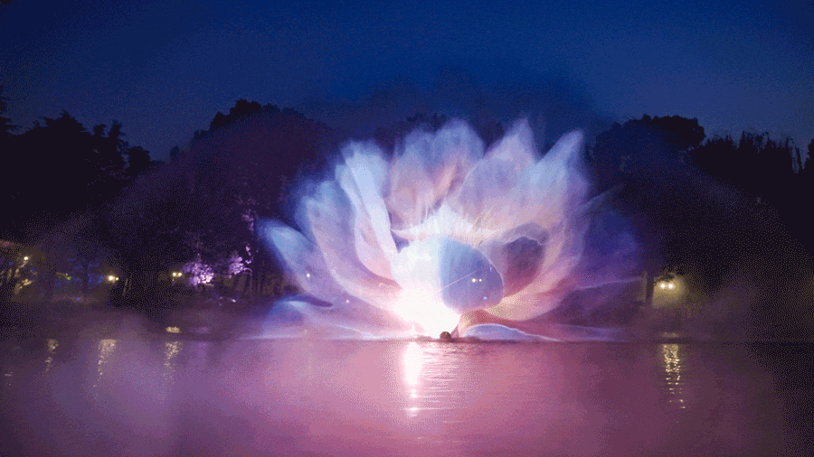 工程案例 | 水幕投影开出立体感荷花，乌镇《入梦灵水居》惊艳出圈-视听圈
