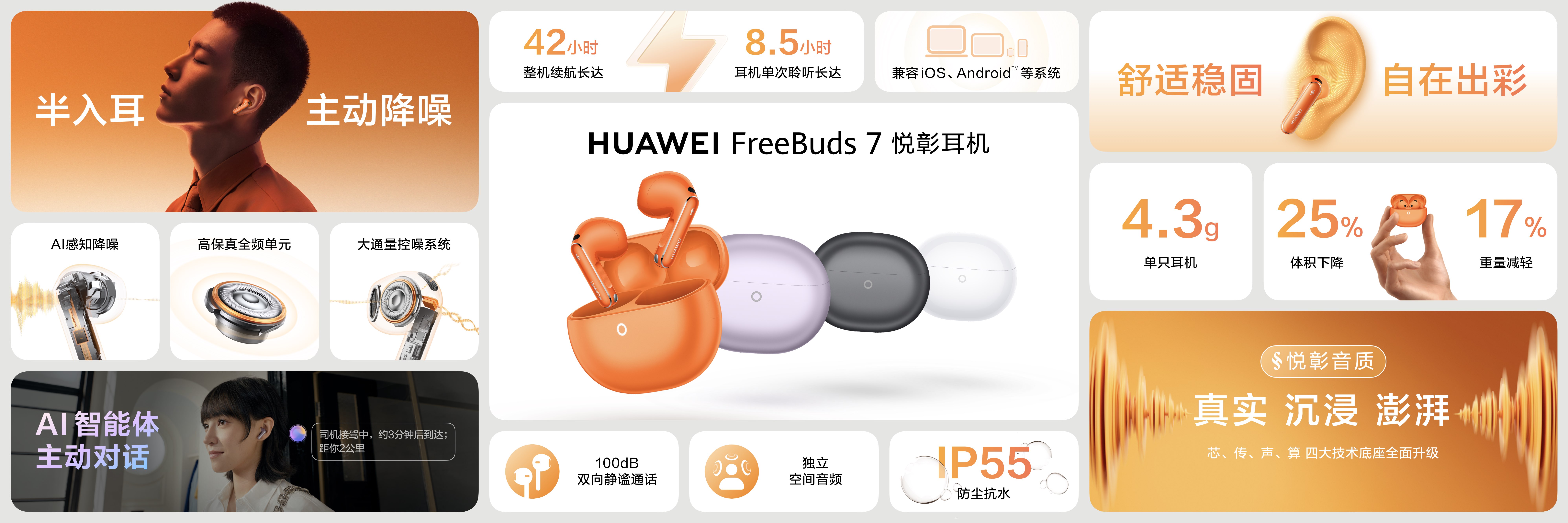 HUAWEI FreeBuds 7 悦彰耳机重磅发布，降噪再进化，听音更沉浸