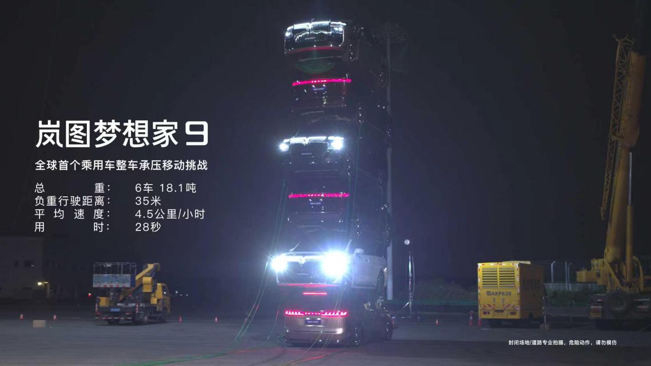 岚图梦想家9完成全球首个乘用车整车承压移动挑战