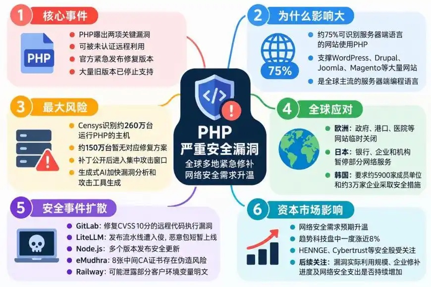 PHP漏洞冲击全球网站，全球七成网站或受威胁